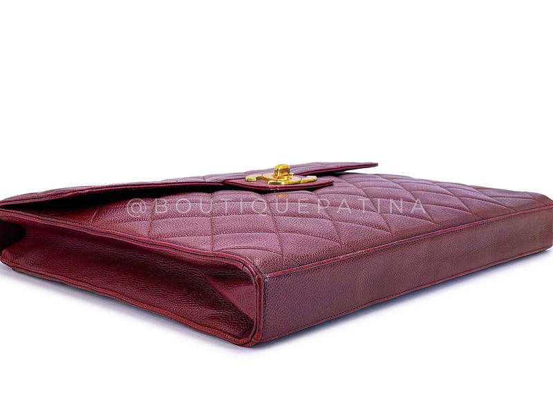 Chanel Vintage 1994 Wine Burgundy Caviar Briefcase Tote Bag 24k GHW CRG