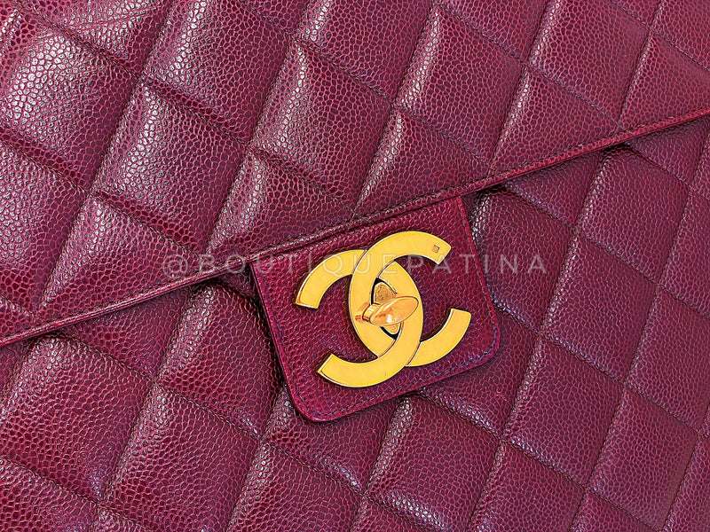 Chanel Vintage 1994 Wine Burgundy Caviar Briefcase Tote Bag 24k GHW CRG