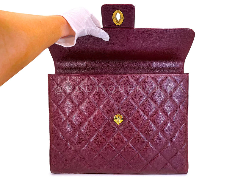 Chanel Vintage 1994 Wine Burgundy Caviar Briefcase Tote Bag 24k GHW CRG