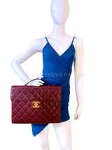 Chanel Vintage 1994 Wine Burgundy Caviar Briefcase Tote Bag 24k GHW CRG