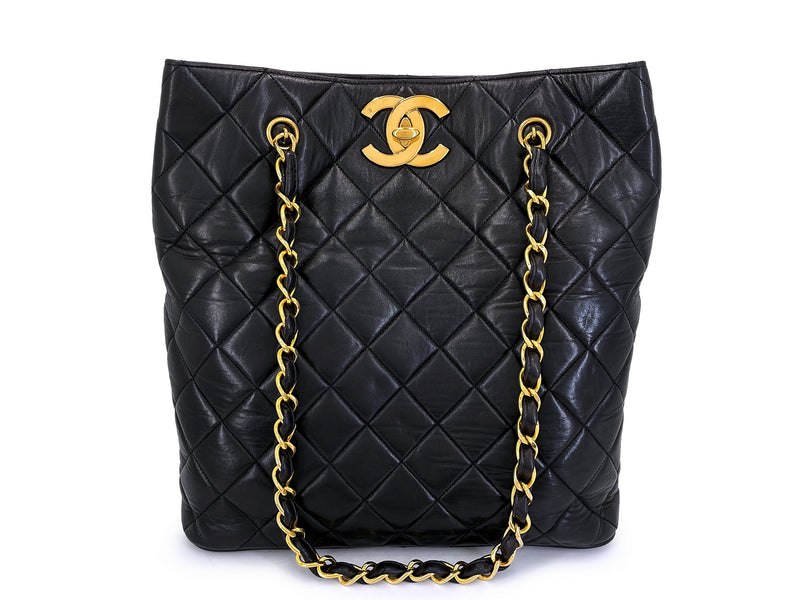 Chanel Vintage Black Soft Oversized CC Vertical Tote Bag 24k GHW Lambskin K2W
