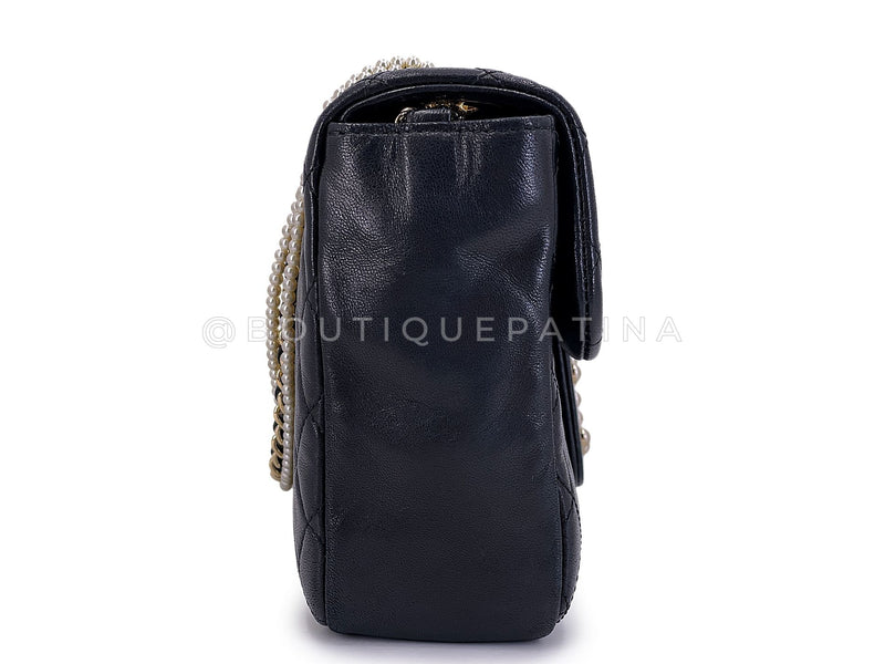 Chanel 2013 Black Westminster Pearl and Chain Flap Bag TL6