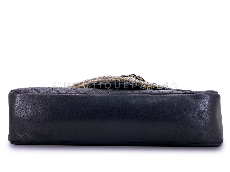 Chanel 2013 Black Westminster Pearl and Chain Flap Bag TL6
