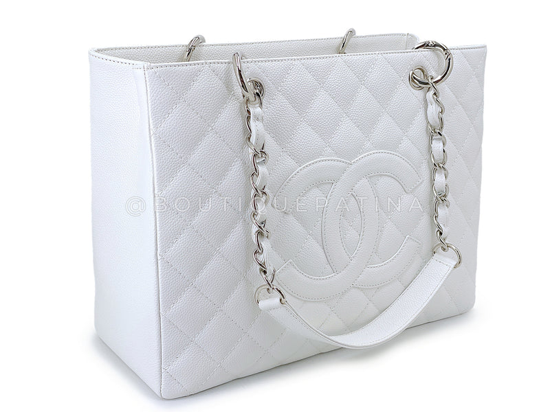 Pristine Chanel Vintage White Caviar Grand Shopper Tote GST Bag SHW Y1H