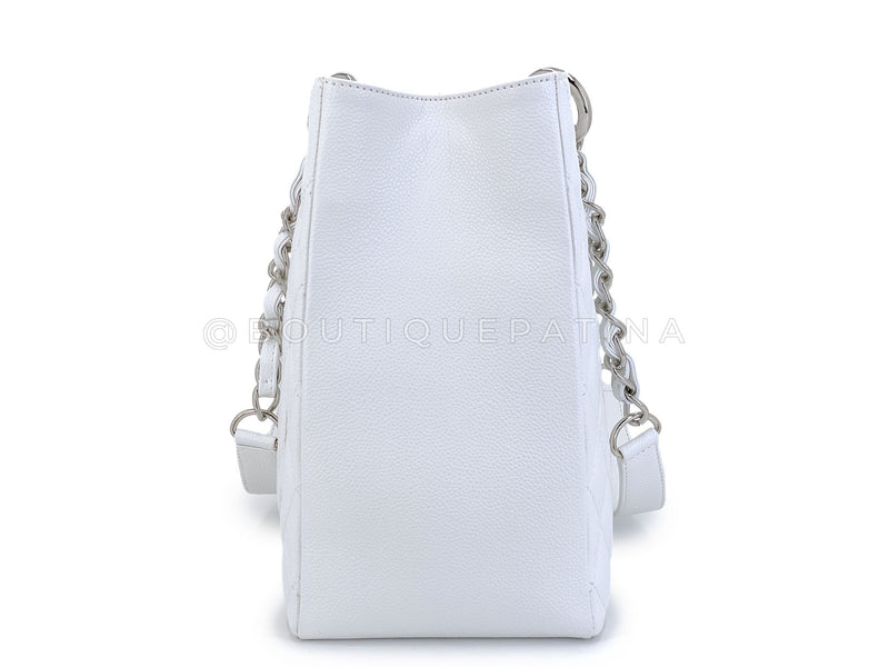 Pristine Chanel Vintage White Caviar Grand Shopper Tote GST Bag SHW Y1H