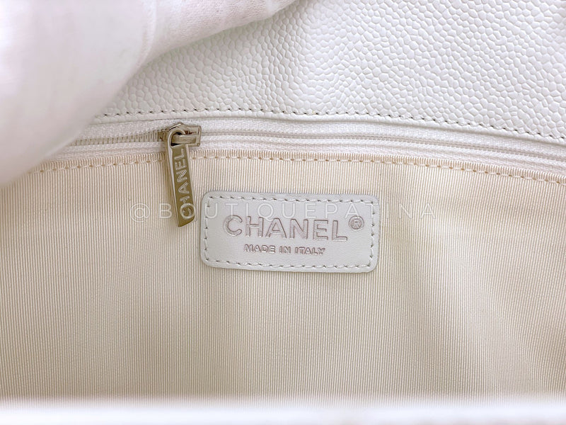 Pristine Chanel Vintage White Caviar Grand Shopper Tote GST Bag SHW Y1H