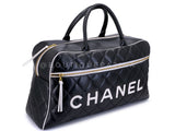 Chanel 1995 Vintage Black Letter Large Bowler Duffle Bag U3N