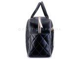 Chanel 1995 Vintage Black Letter Large Bowler Duffle Bag U3N