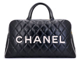Chanel 1995 Vintage Black Letter Large Bowler Duffle Bag U3N