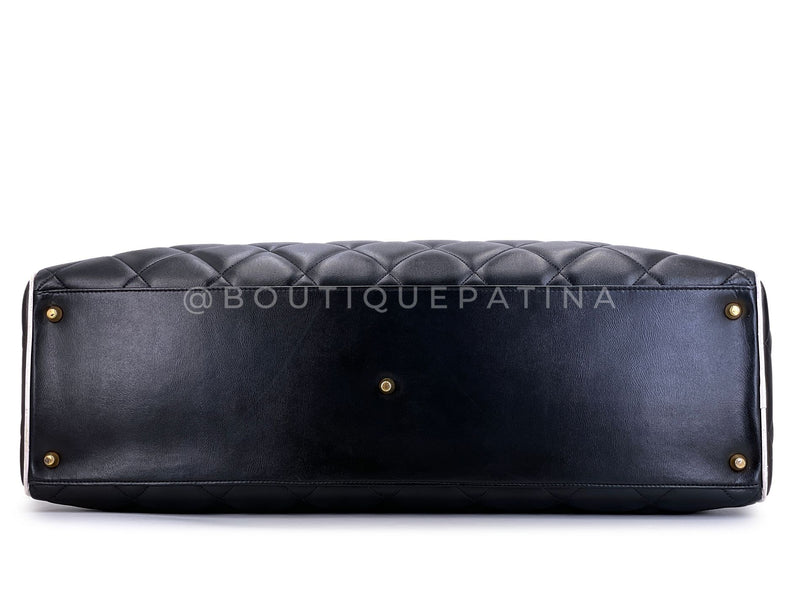 Chanel 1995 Vintage Black Letter Large Bowler Duffle Bag U3N