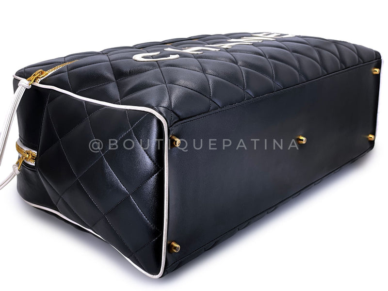Chanel 1995 Vintage Black Letter Large Bowler Duffle Bag U3N