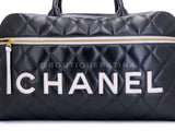 Chanel 1995 Vintage Black Letter Large Bowler Duffle Bag U3N