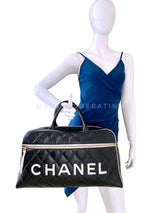 Chanel 1995 Vintage Black Letter Large Bowler Duffle Bag U3N