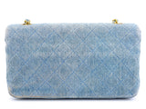 Chanel 1989 Vintage Light Denim Full Flap Bag 24k GHW 5CT