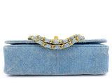 Chanel 1989 Vintage Light Denim Full Flap Bag 24k GHW 5CT