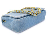 Chanel 1989 Vintage Light Denim Full Flap Bag 24k GHW 5CT