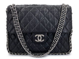 Chanel Black Luxe Chain Around Maxi Flap Bag SHW 65I