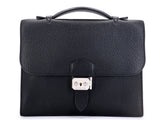 Hermès Black Fjord Sac a Depeche Mini Briefcase Bag 27 PHW E83