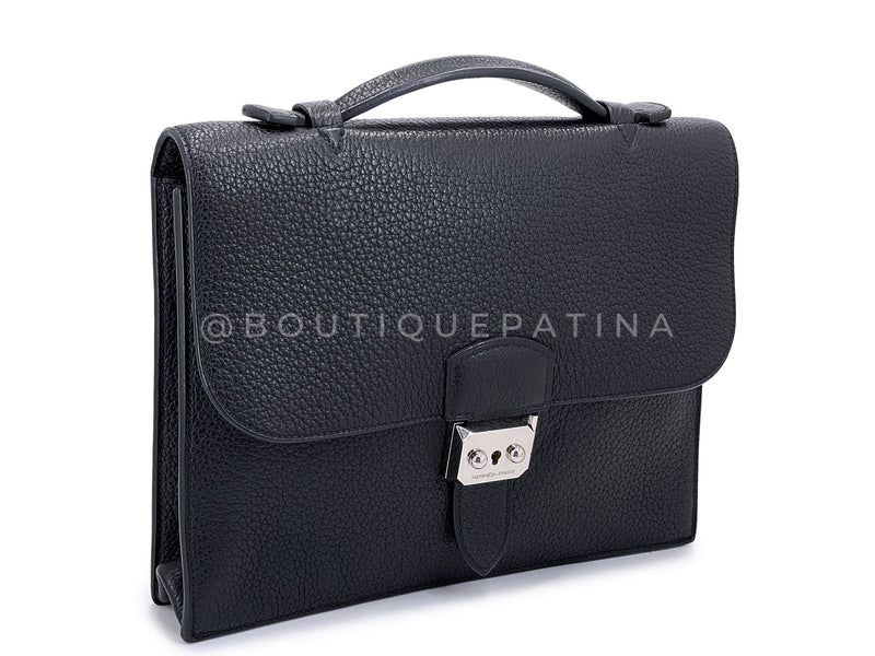 Hermès Black Fjord Sac a Depeche Mini Briefcase Bag 27 PHW E83