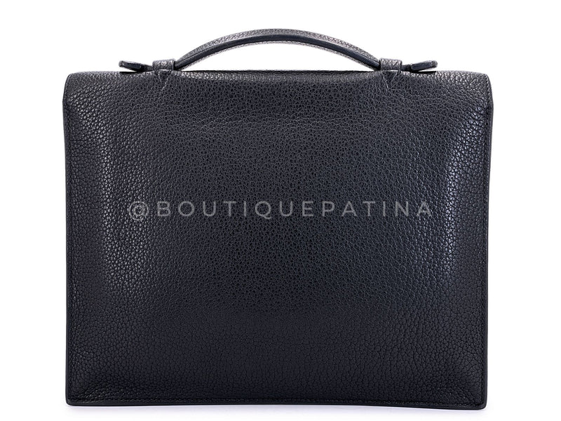 Hermès Black Fjord Sac a Depeche Mini Briefcase Bag 27 PHW E83