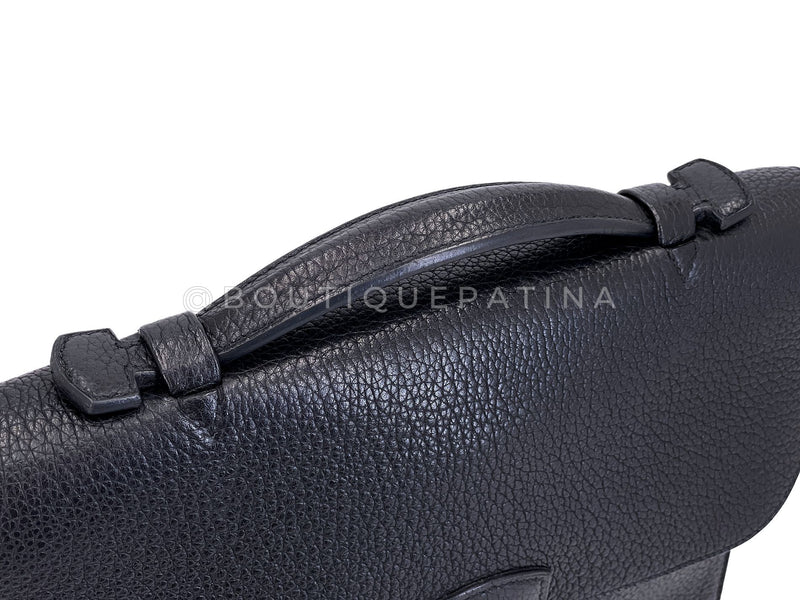 Hermès Black Fjord Sac a Depeche Mini Briefcase Bag 27 PHW E83