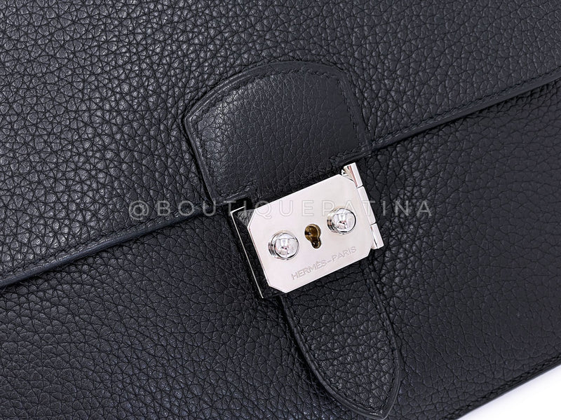 Hermès Black Fjord Sac a Depeche Mini Briefcase Bag 27 PHW E83