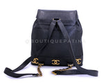 Rare Pristine Chanel 1994 Vintage Black Caviar Triple CC Large Backpack Bag 24k GHW V27