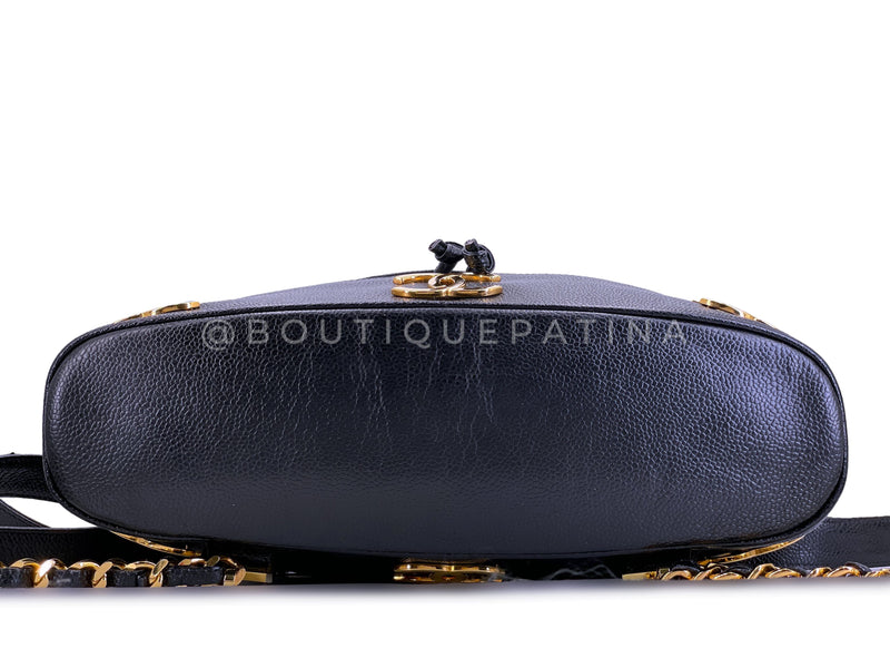 Rare Pristine Chanel 1994 Vintage Black Caviar Triple CC Large Backpack Bag 24k GHW V27