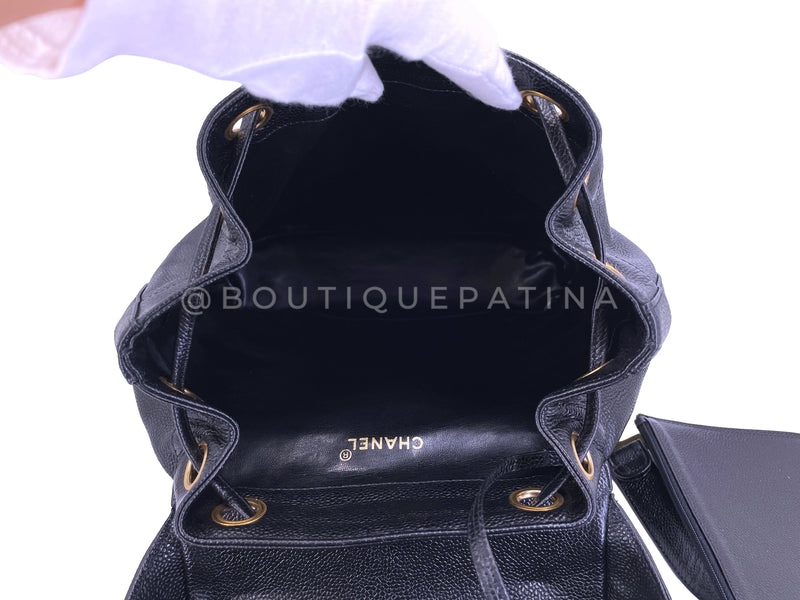 Rare Pristine Chanel 1994 Vintage Black Caviar Triple CC Large Backpack Bag 24k GHW V27