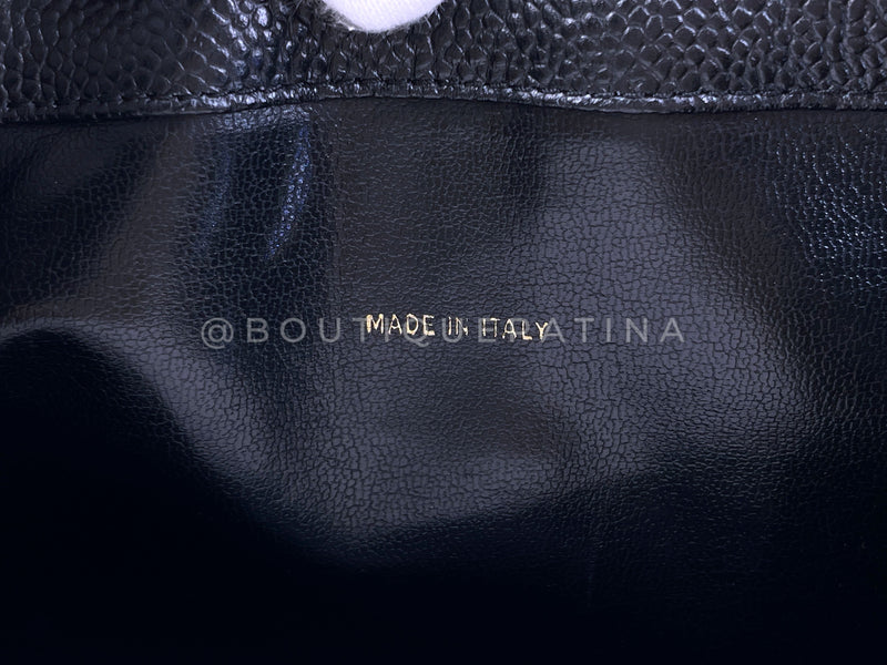 Rare Pristine Chanel 1994 Vintage Black Caviar Triple CC Large Backpack Bag 24k GHW V27