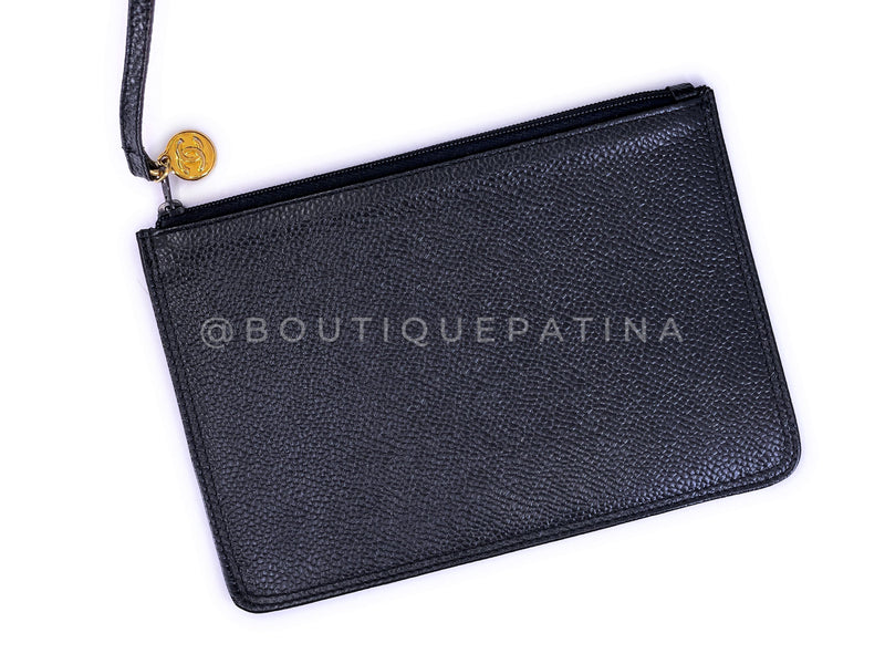 Rare Pristine Chanel 1994 Vintage Black Caviar Triple CC Large Backpack Bag 24k GHW V27