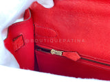 Hermès Red Ostrich 32cm Kelly Bag Sellier 24k GHW G3W