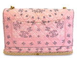 Chanel 1994 Vintage Baby Pink Bandana Maxi Straw Jumbo Flap Bag Paisley Print X43