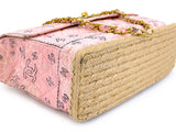 Chanel 1994 Vintage Baby Pink Bandana Maxi Straw Jumbo Flap Bag Paisley Print X43