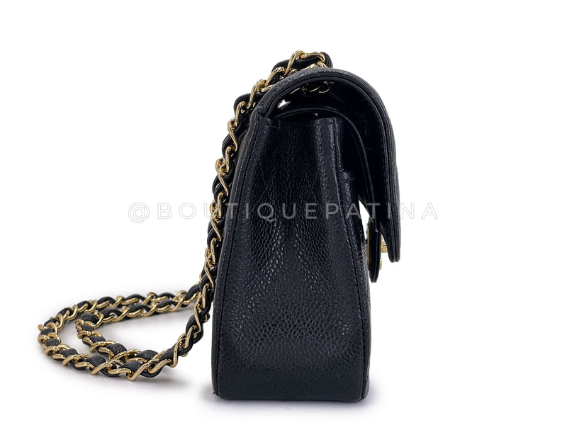 Chanel 2002 Vintage Black Caviar Small Classic Double Flap Bag 24k GHW  9TI