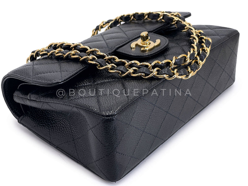 Chanel 2002 Vintage Black Caviar Small Classic Double Flap Bag 24k GHW  9TI