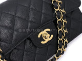 Chanel 2002 Vintage Black Caviar Small Classic Double Flap Bag 24k GHW  9TI