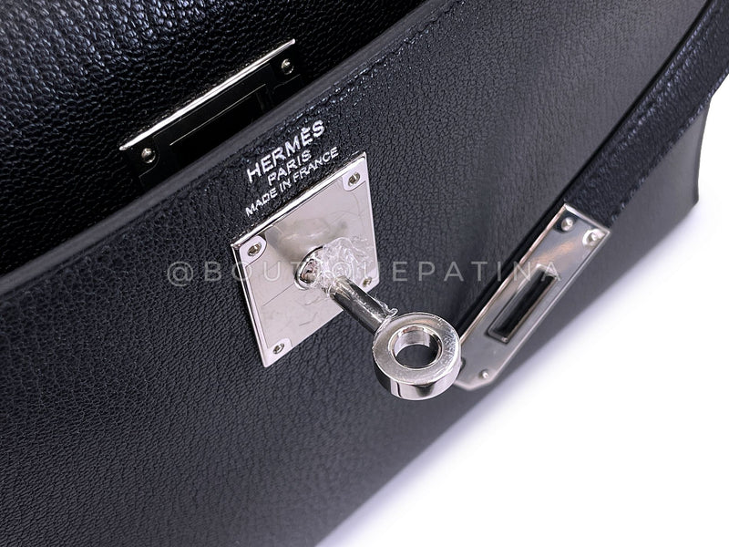 Hermès Black Chèvre Chamkila Kelly Elan Palladium PHW Bag KOS