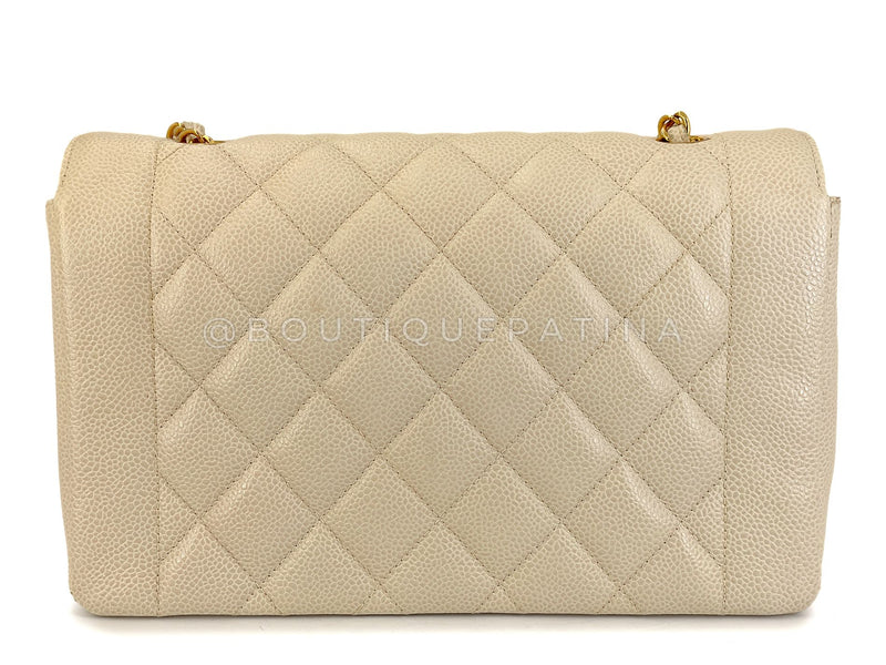 Chanel 1994 Vintage Pale Beige Caviar Medium Diana Flap Bag 24k GHW XI2