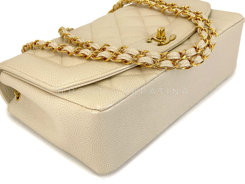 Chanel 1994 Vintage Pale Beige Caviar Medium Diana Flap Bag 24k GHW XI2