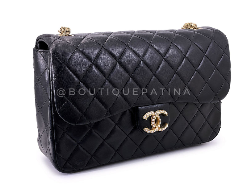 Chanel 2014 Black Westminster Pearl Braided Flap Bag GHW 523