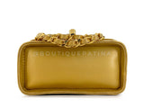Chanel 1991 Vintage Gold Bronze Petite Box Vanity Bag 24k GHW TVY