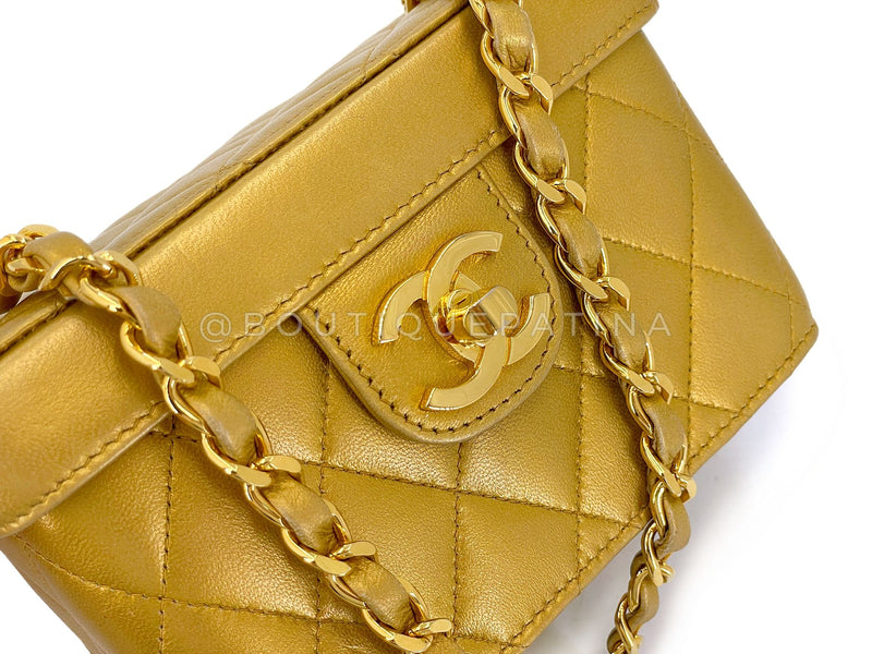 Chanel 1991 Vintage Gold Bronze Petite Box Vanity Bag 24k GHW TVY