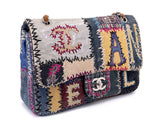 Rare 2012 Chanel Jumbo Denim Patchwork Flap Bag SHW F2P