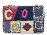 Rare 2012 Chanel Jumbo Denim Patchwork Flap Bag SHW F2P