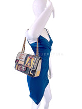 Rare 2012 Chanel Jumbo Denim Patchwork Flap Bag SHW F2P