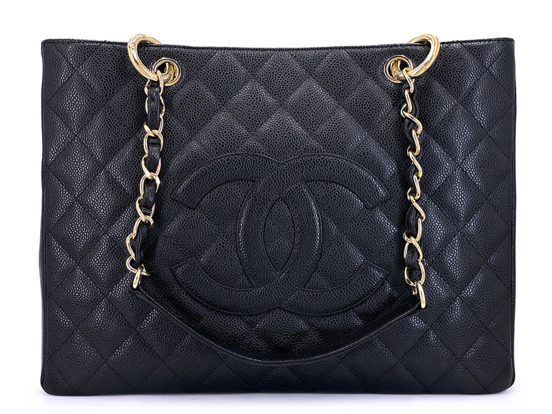 Rare Pristine Chanel 2004 Vintage Black Caviar Grand Shopper Tote Bag GST 24k GHW SXC