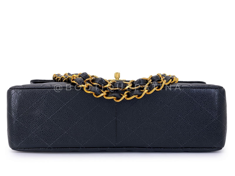 Chanel 2003 Vintage Black Caviar Jumbo Classic Flap Bag 24k GHW  UVR