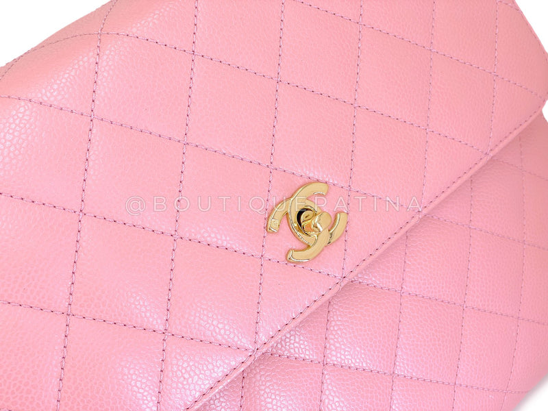 Chanel 2004 Vintage Sakura Pink Caviar Kelly Flap Bag 24k GHW 8TY