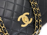Rare Chanel Vintage Black Caviar Curved Jumbo CC Classic Flap Bag GHW ZI9